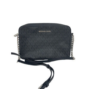 Michael Kors Jet Set Large East West Crossbody Bag Black Logo Saffiano